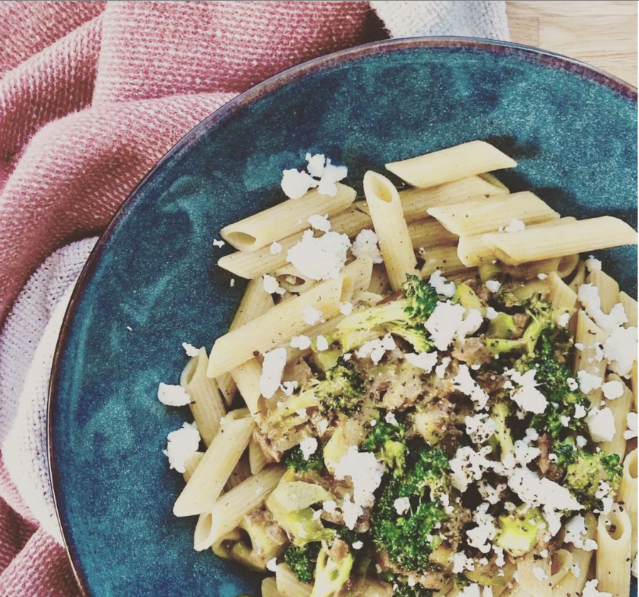 Serving Suggestion of the creamy mushroom pasta dish